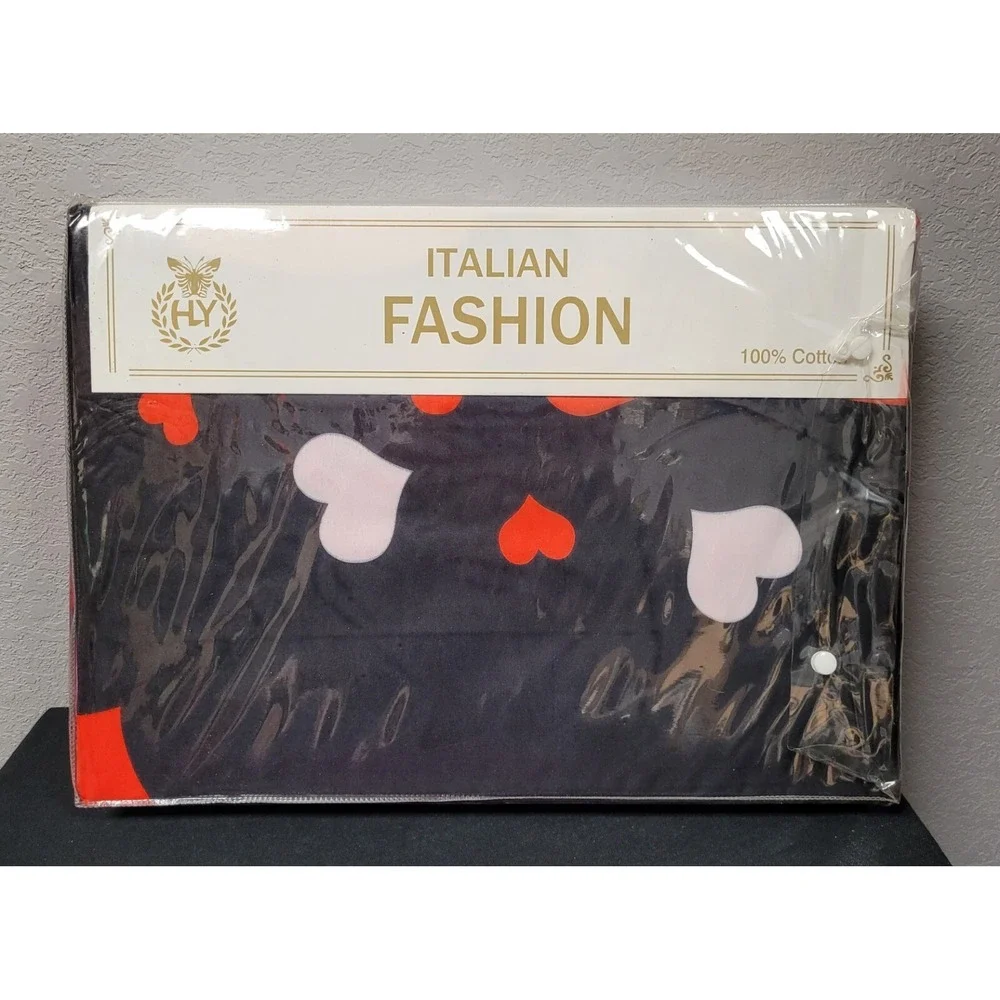 Italian Fashion Queen Size Duvet Cover Set 6 Pcs Design #HY-879 Red/Black Love